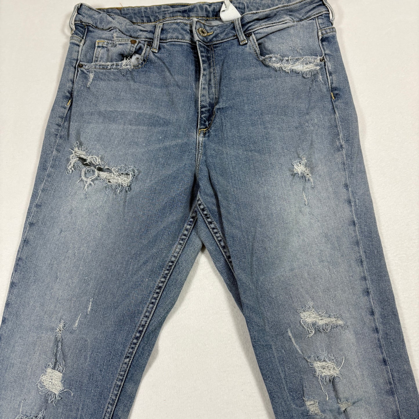 H&M mens jeans 34x32 light wash distressed skinny high rise denim Y2K grunge