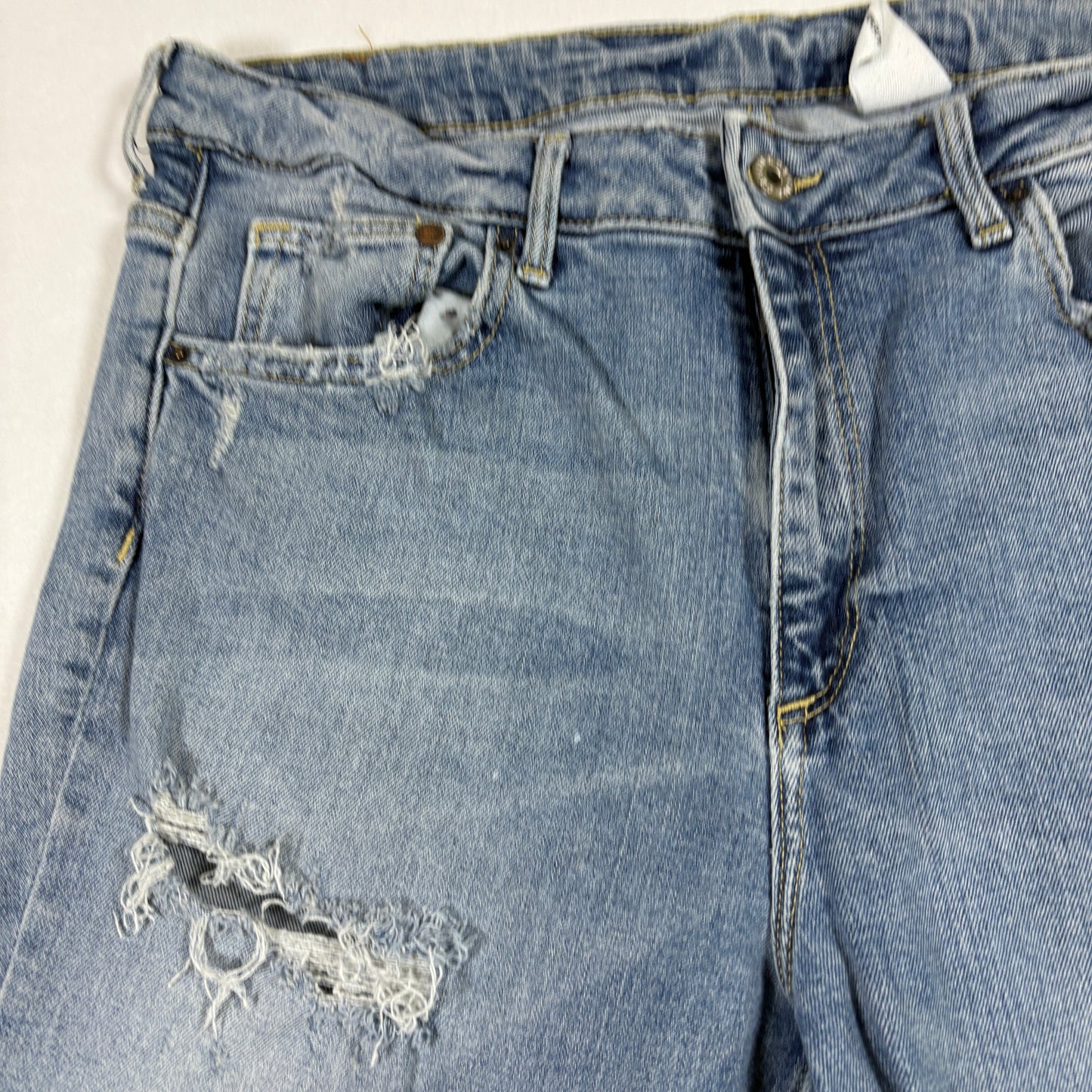 H&M mens jeans 34x32 light wash distressed skinny high rise denim Y2K grunge