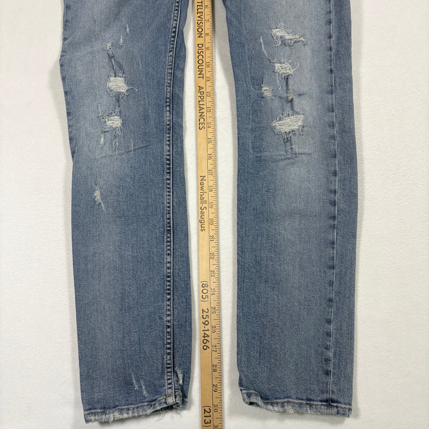 H&M mens jeans 34x32 light wash distressed skinny high rise denim Y2K grunge