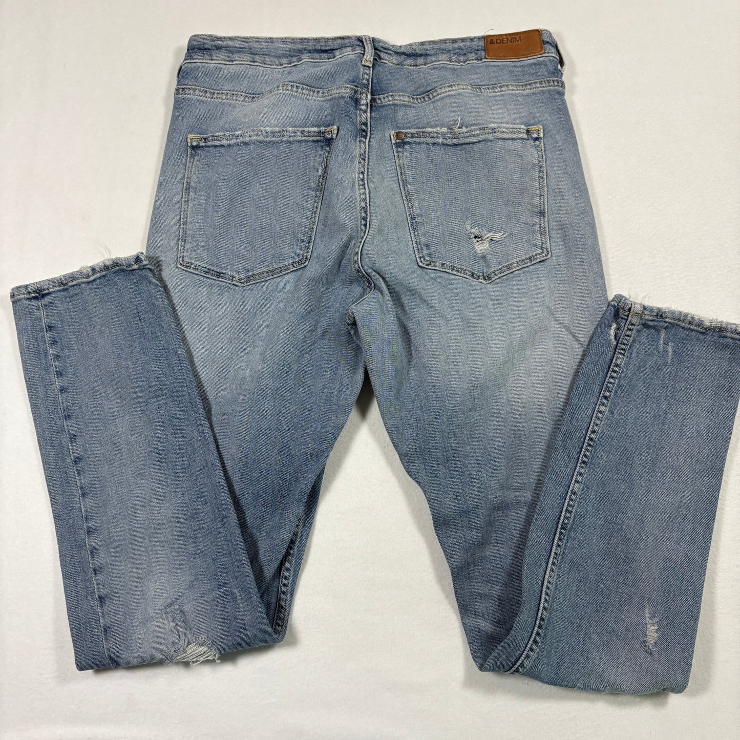 H&M mens jeans 34x32 light wash distressed skinny high rise denim Y2K grunge