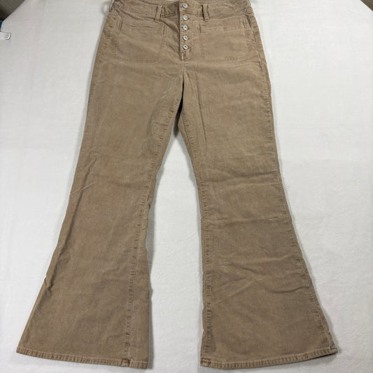 American Eagle Pants Womens 16 Corduroy Flare Stretch Tan Button Fly Retro Y2K!!