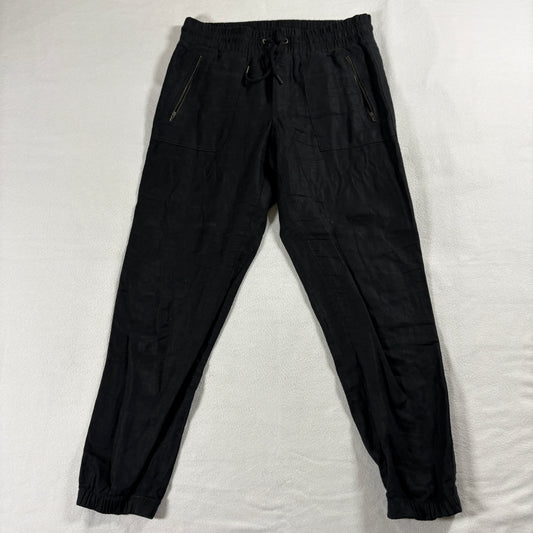 Athleta Cabo Linen Jogger Womens 4 Black 100% Linen Drawstring Pants