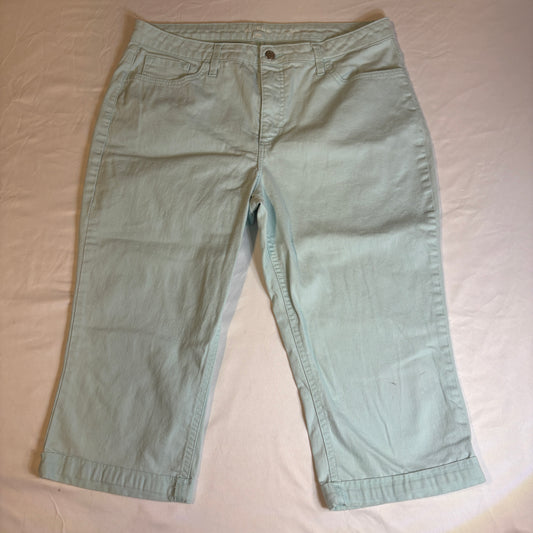 Lee Women’s Baggy Cropped Jeans Size 2 Aqua Teal Capri Straight Leg Y2K
