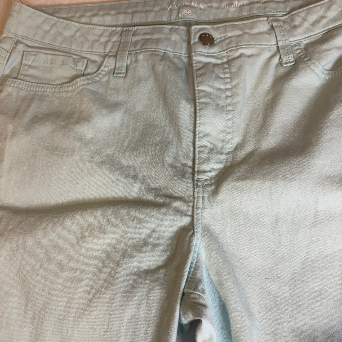 Lee Women’s Baggy Cropped Jeans Size 2 Aqua Teal Capri Straight Leg Y2K