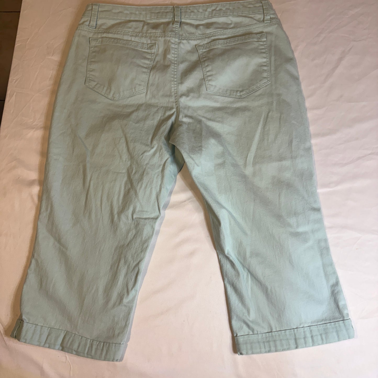 Lee Women’s Baggy Cropped Jeans Size 2 Aqua Teal Capri Straight Leg Y2K