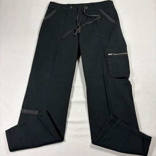 Clio Cargo Pants Womens 10 Black 100% Cotton Utility Zip Pocket Y2K Streetwear