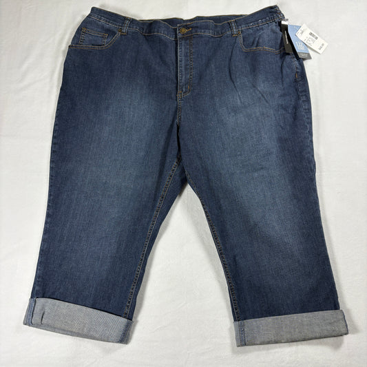 Womens Capri Jeans Plus Size 26W Dark Wash Stretch Denim NWT New Tag Casual Wear