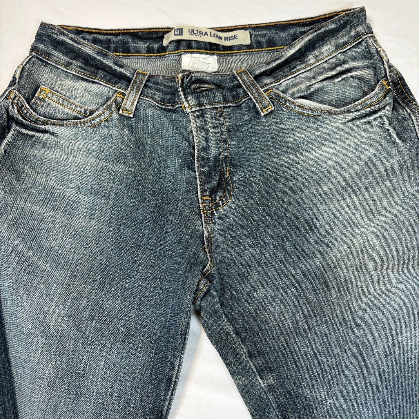 GAP Ultra Low Rise Stretch Jeans Women’s 4 Regular Blue Denim Bootcut Baggy Y2K