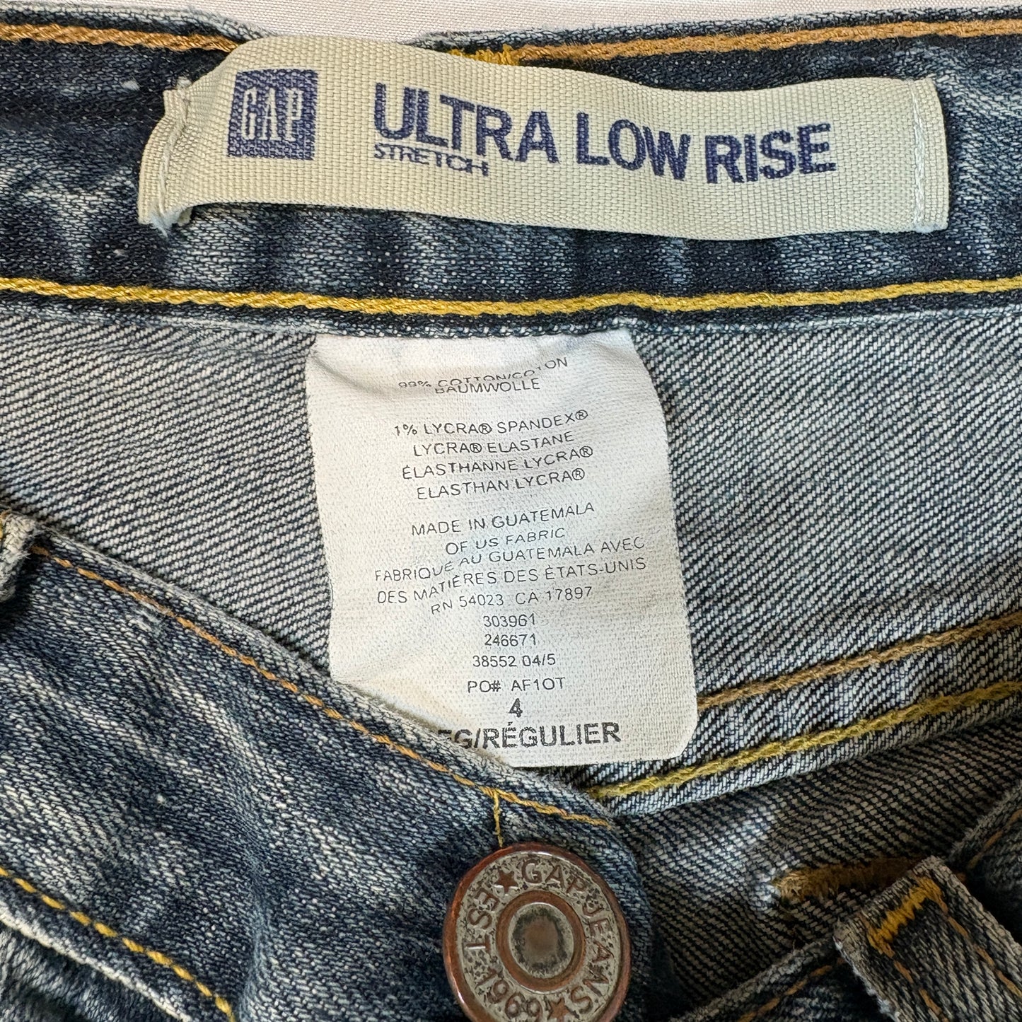 GAP Ultra Low Rise Stretch Jeans Women’s 4 Regular Blue Denim Bootcut Baggy Y2K