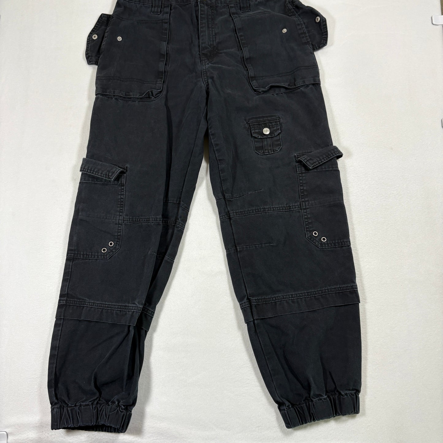 Mens black cargo pants baggy Y2K grunge utility streetwear jogger style pockets