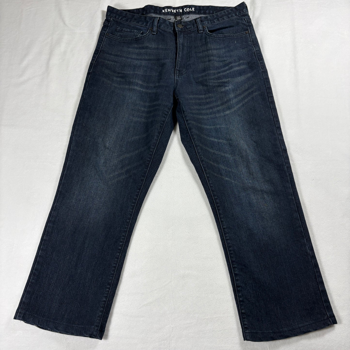 Kenneth Cole Jeans Mens 34x29 Dark Wash Straight Leg Stretch Denim Fit
