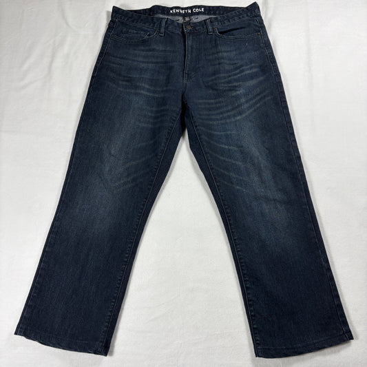 Kenneth Cole Jeans Mens 34x29 Dark Wash Straight Leg Stretch Denim Fit