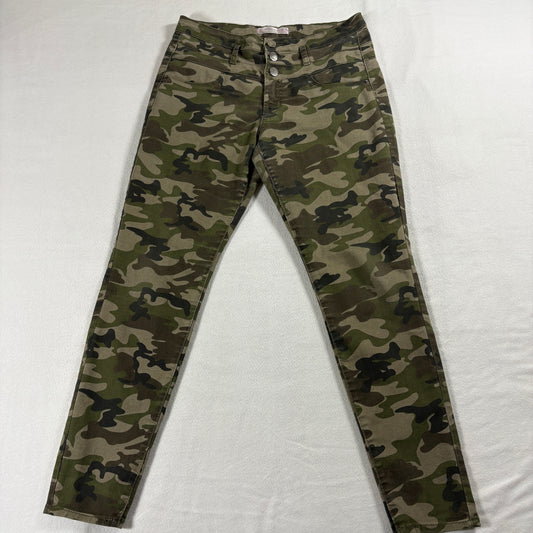 No Boundaries Juniors High Rise Skinny Camo Jeans Green Size 11 Stretch
