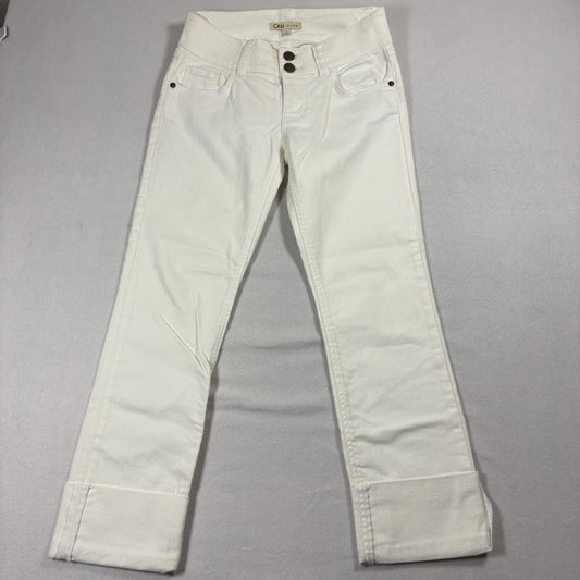 Cabi Jeans Womens Size 2 White Wide Waistband Bootcut Stretch Denim Mid Rise
