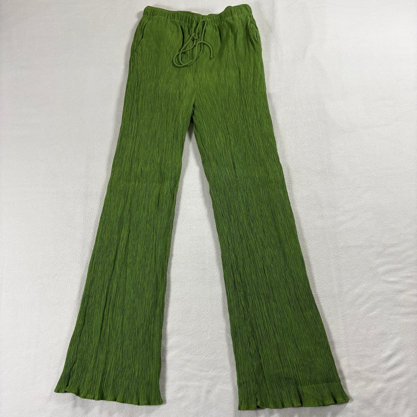 Abercrombie & Fitch Womens Pleated Wide Leg Pants Green Size S Boho 26x28