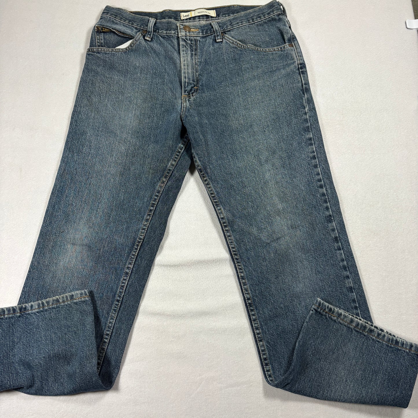 Lee Regular Fit Jeans Mens Size 34x29 Blue Classic Straight Leg 100% Cotton