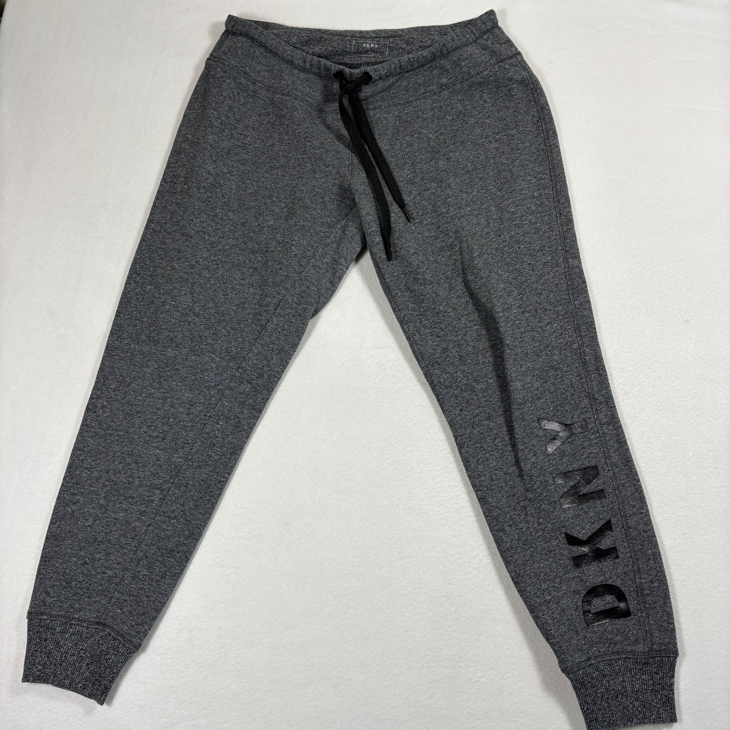 DKNY Womens Sweatpants Small Gray Joggers Lounge Pants Logo Leg Cuff Casual