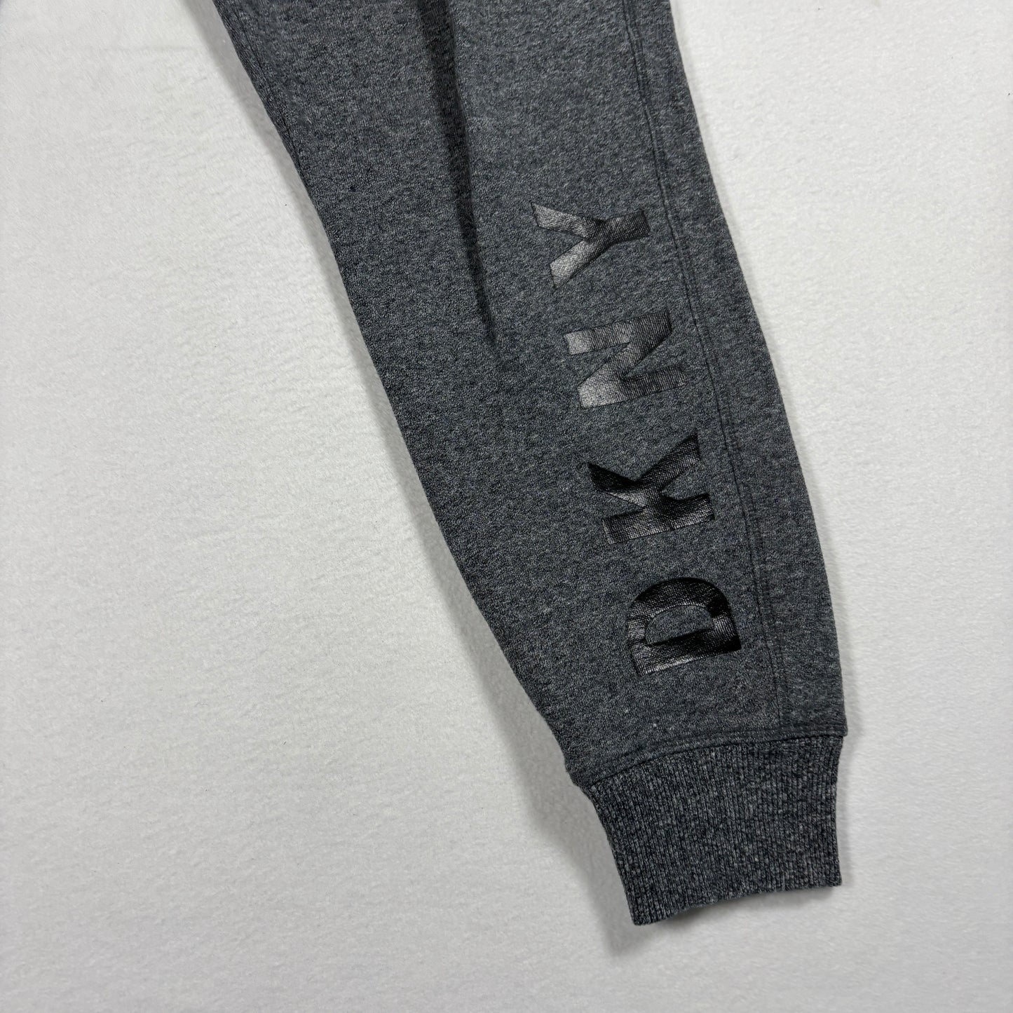 DKNY Womens Sweatpants Small Gray Joggers Lounge Pants Logo Leg Cuff Casual