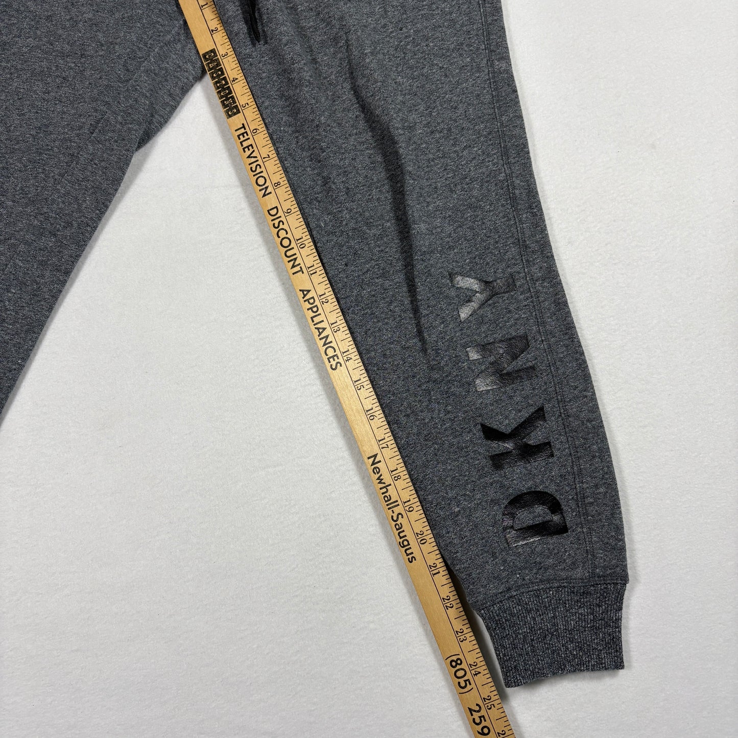 DKNY Womens Sweatpants Small Gray Joggers Lounge Pants Logo Leg Cuff Casual