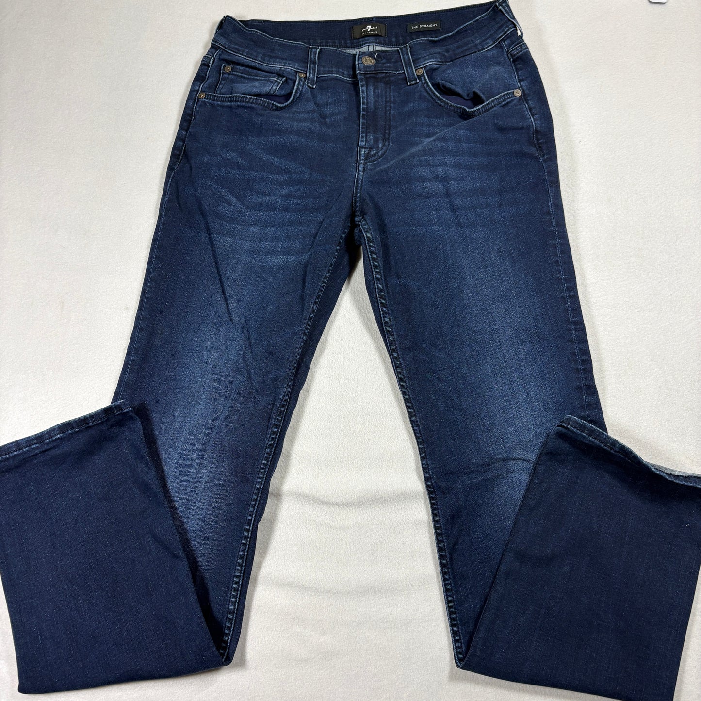 7 For All Mankind The Straight Jeans Mens Dark Wash Blue Denim Classic Fit