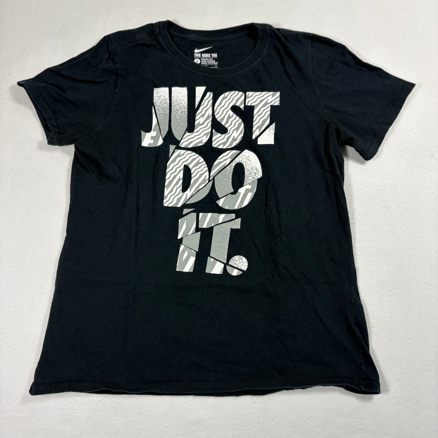 Nike Mens Black Graphic Tee Shirt Large Just Do It Athletic Cut Vintage Y2K