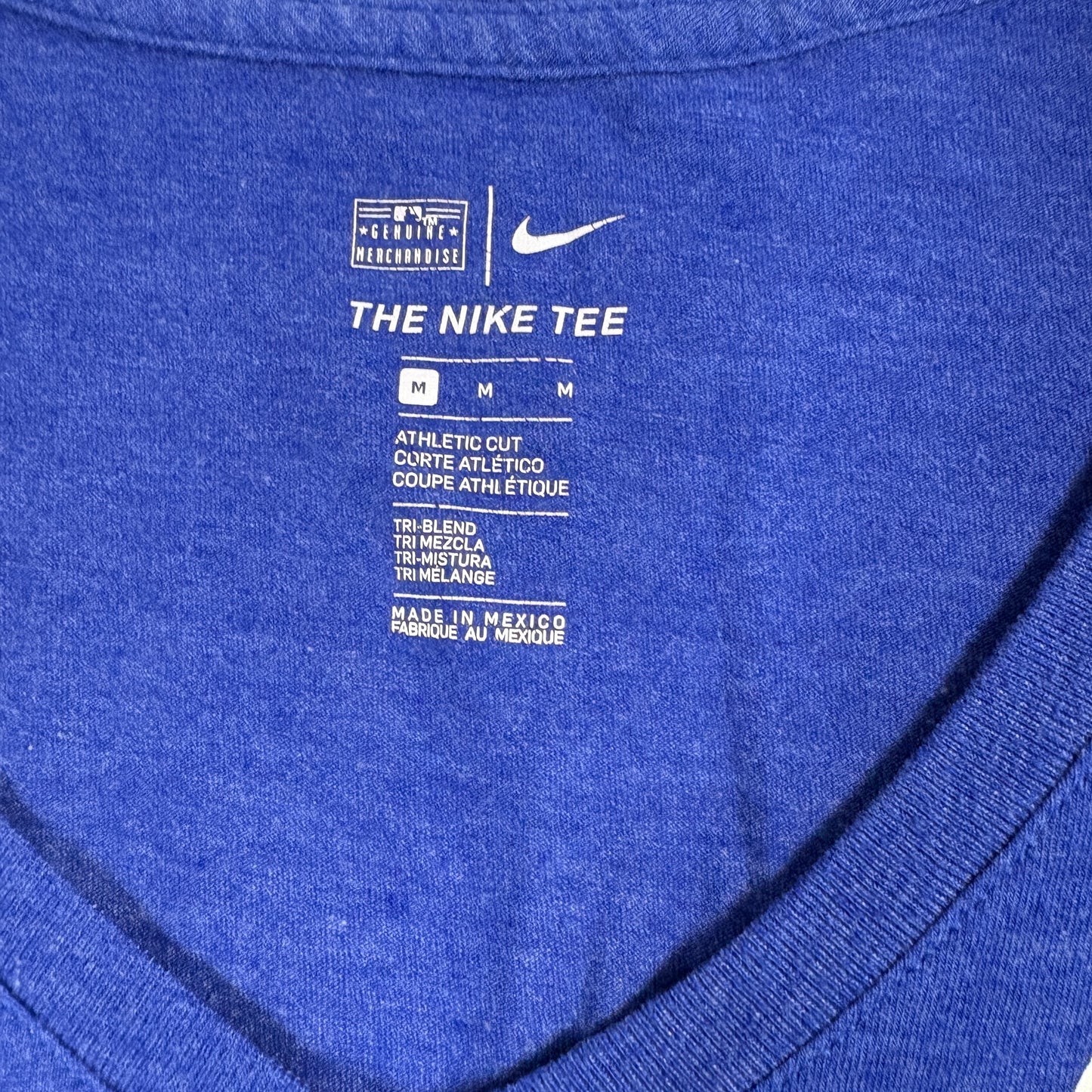 Nike Womens LA Dodgers Baseball T Shirt Medium Blue V Neck Tri Blend Athletic