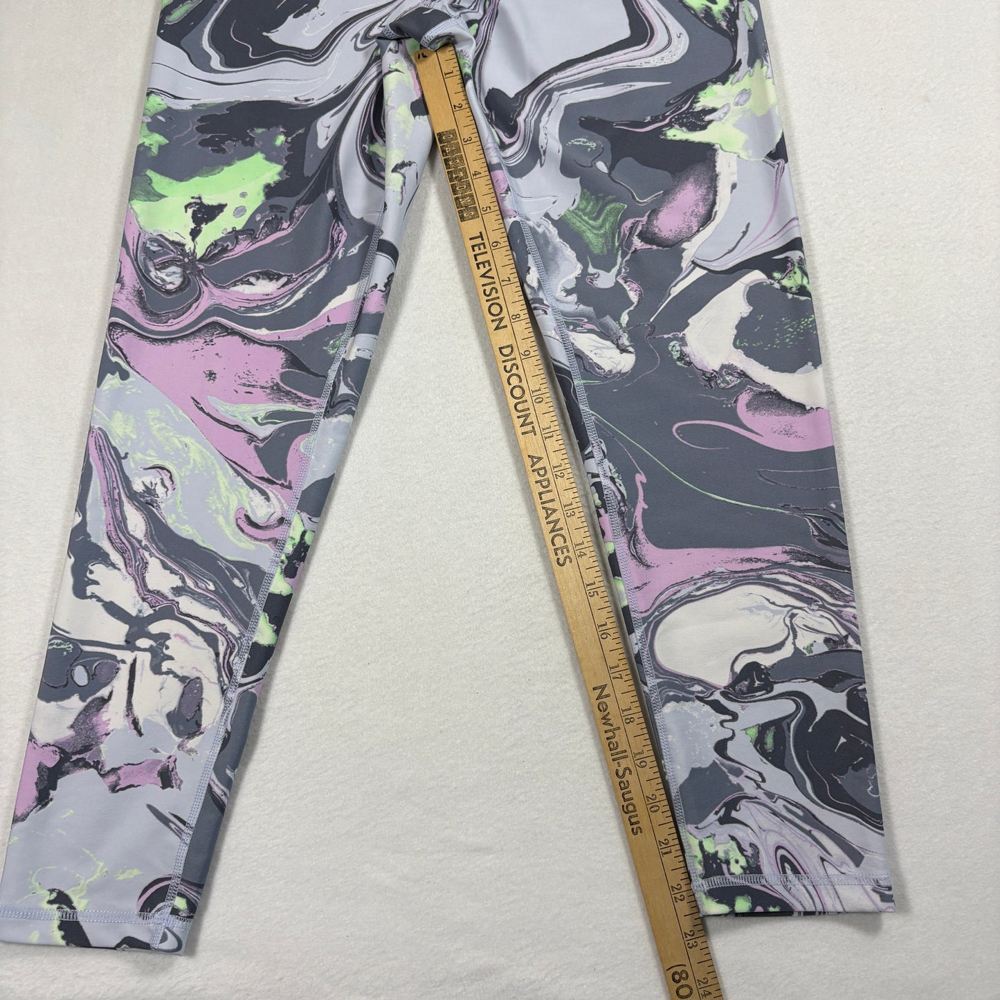 DKNY Sport Womens Leggings Medium Abstract Marble Print Purple Green Gray Stretch