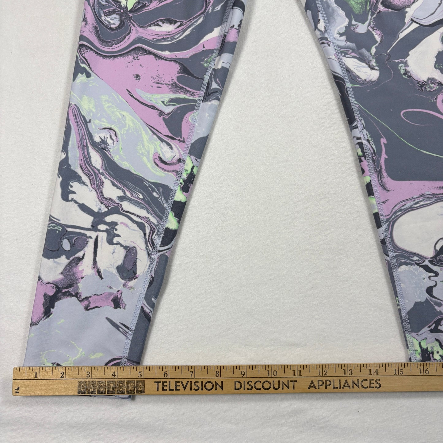 DKNY Sport Womens Leggings Medium Abstract Marble Print Purple Green Gray Stretch