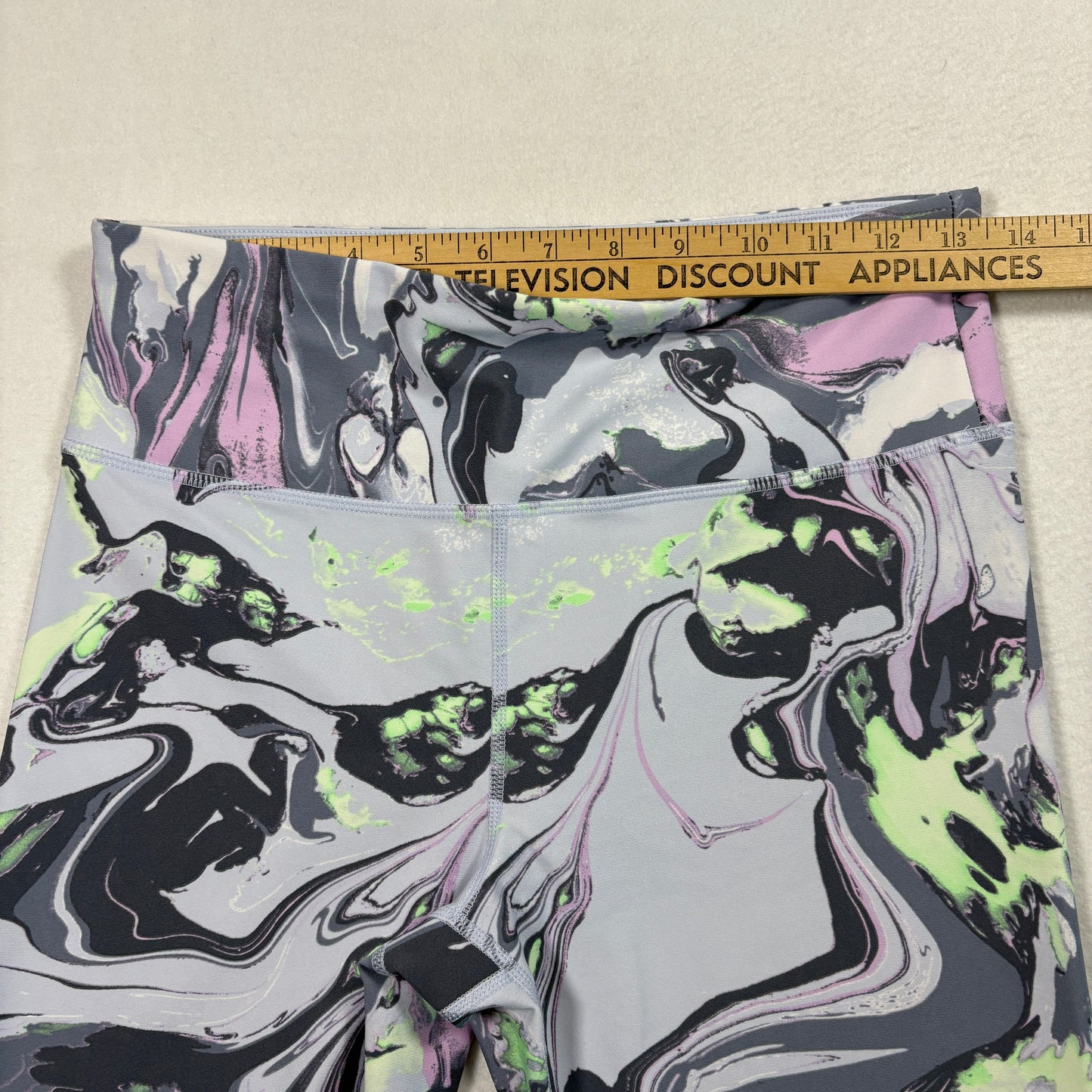 DKNY Sport Womens Leggings Medium Abstract Marble Print Purple Green Gray Stretch