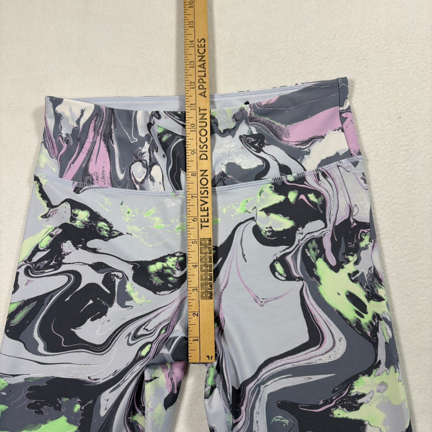 DKNY Sport Womens Leggings Medium Abstract Marble Print Purple Green Gray Stretch