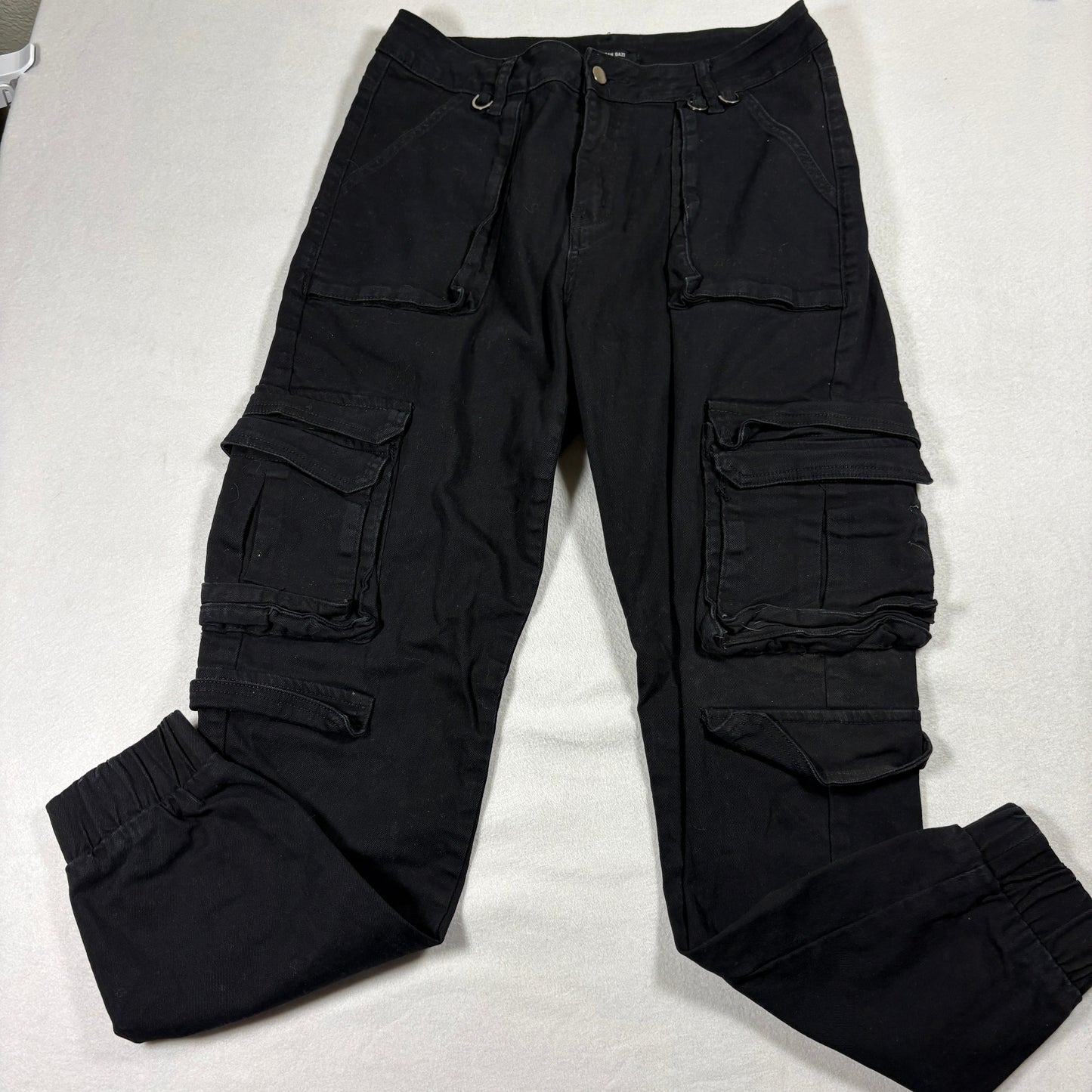 American Bazi Cargo Pants Mens Black Multi Pocket Utility Jogger Streetwear