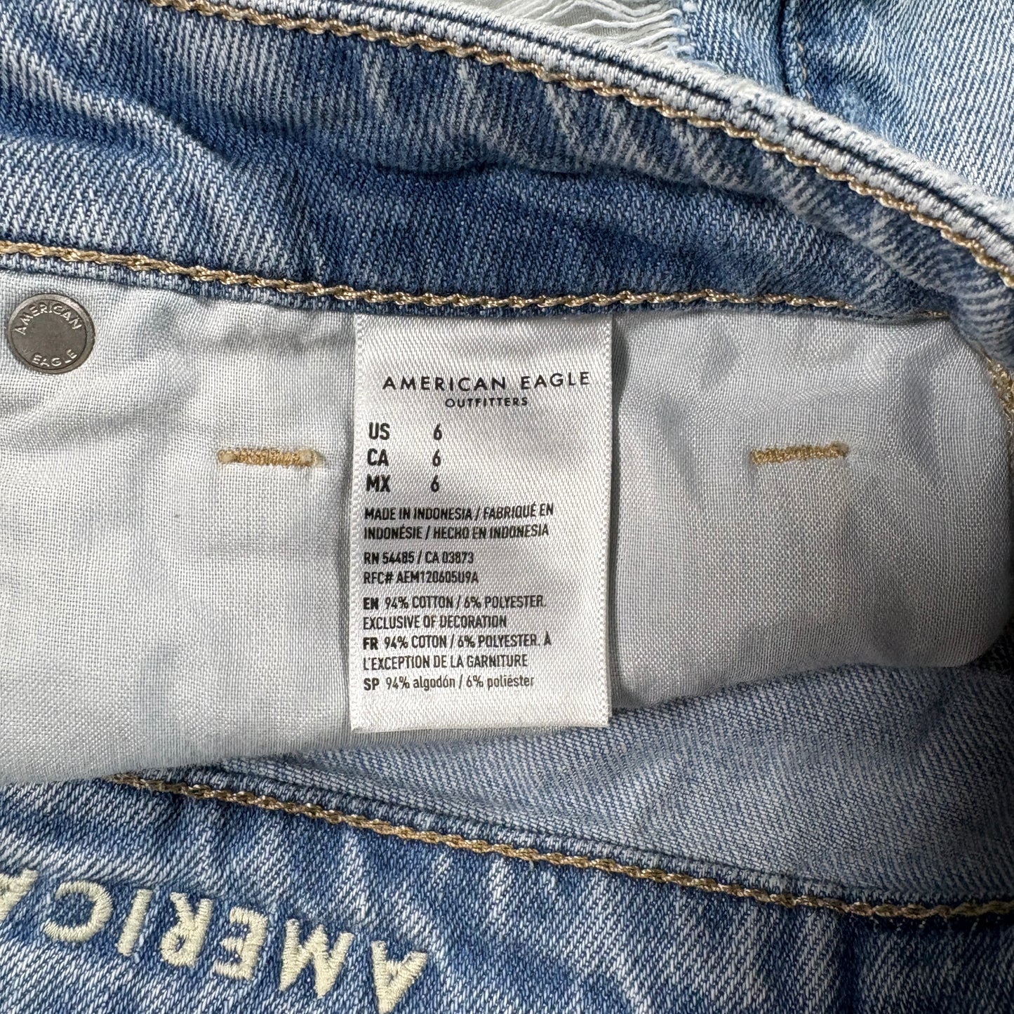 American Eagle Womens Distressed Denim Shorts Size 6 Y2K 90s Grunge High Rise