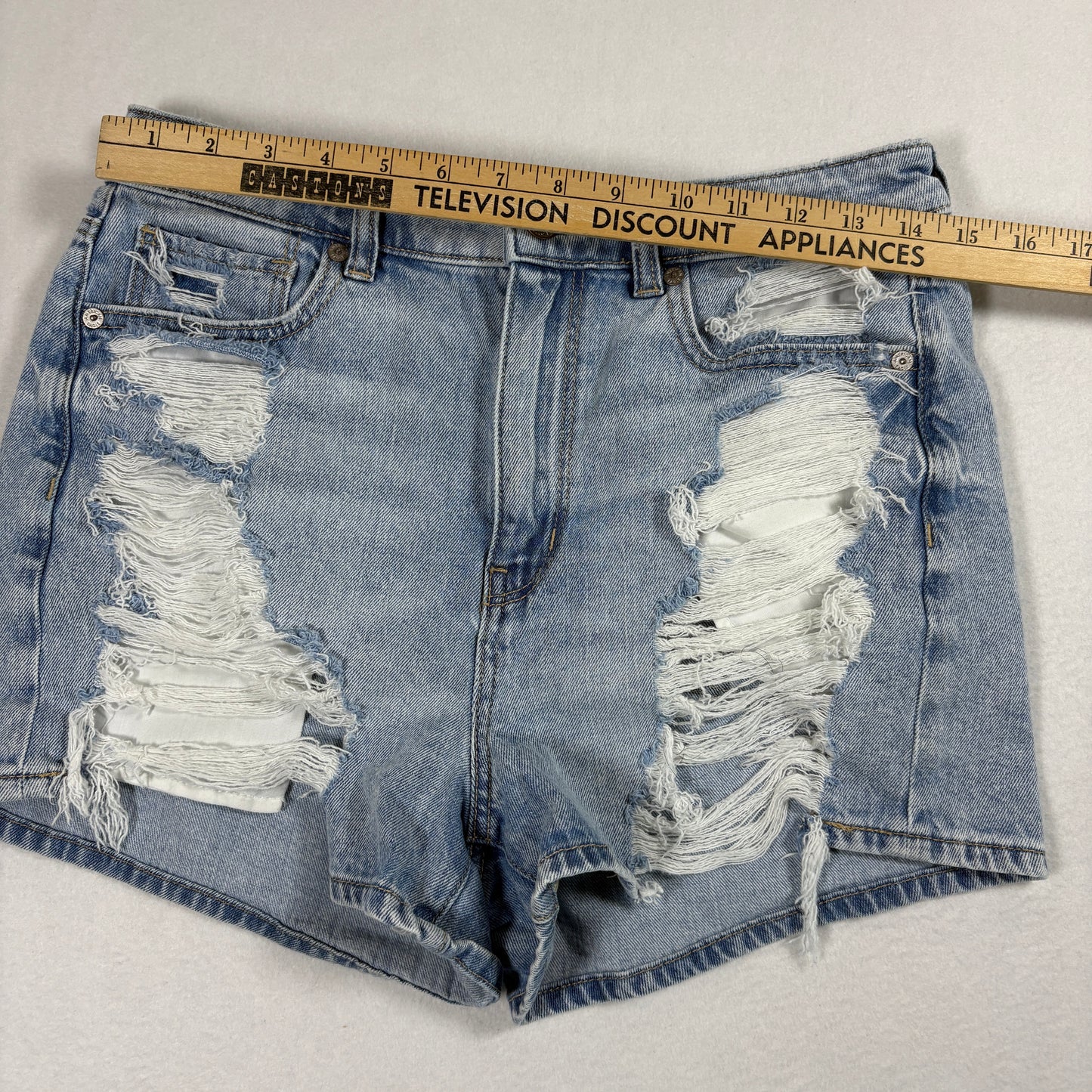 American Eagle Womens Distressed Denim Shorts Size 6 Y2K 90s Grunge High Rise