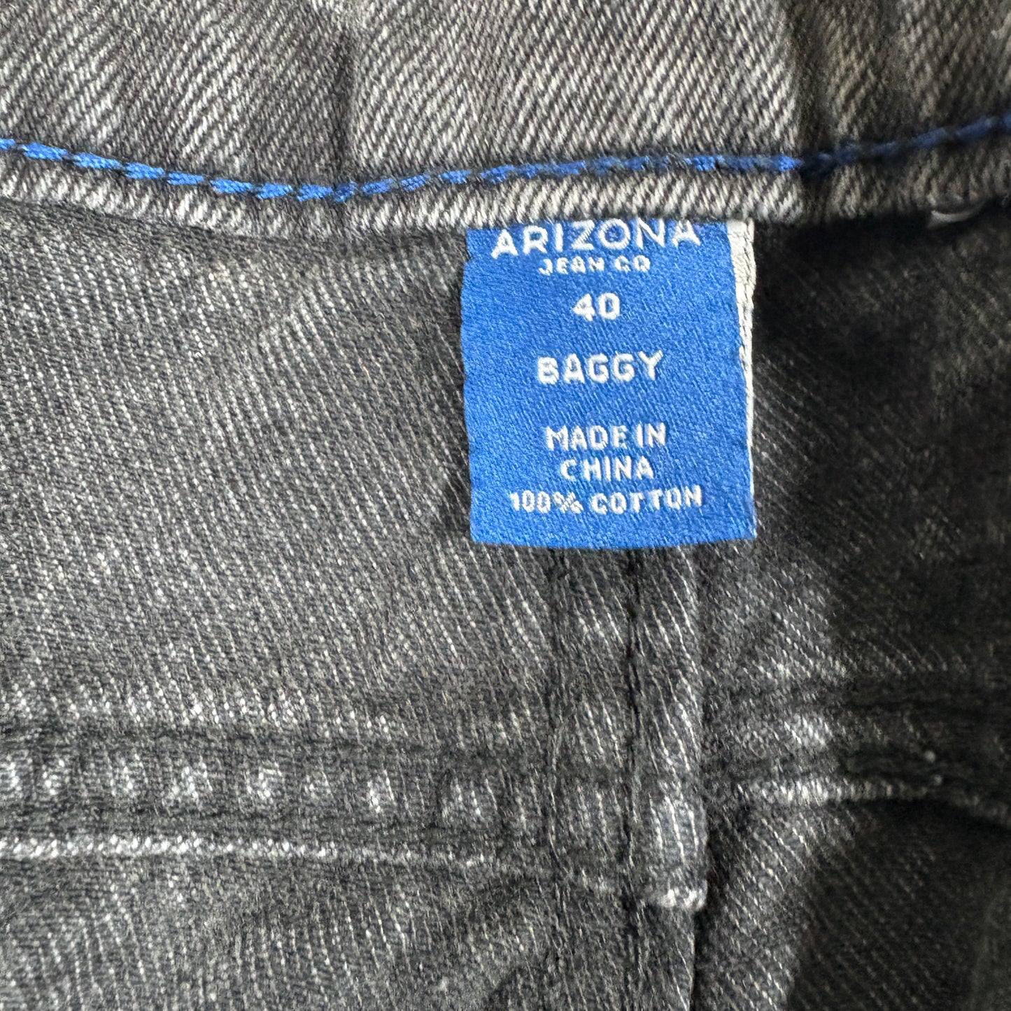 Arizona Jean Co Mens Baggy Jeans 40 Black Denim Y2K 90s Grunge Straight Fit