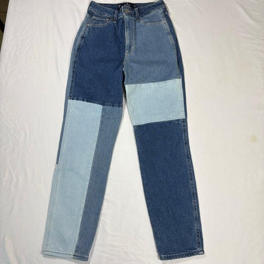 Hollister Ultra High Rise Mom Jeans Women’s 00R W23 Patchwork Baggy Vintage Y2K