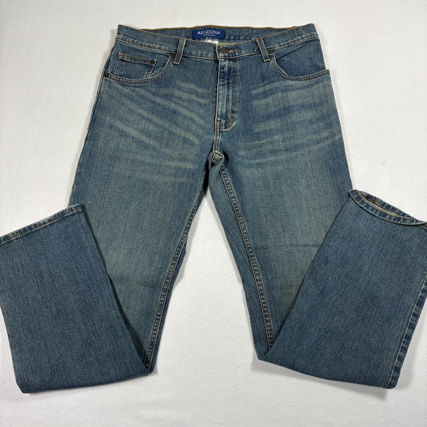 Arizona Jean Co Mens Slim Straight Jeans 33x32 Blue Denim Flex Stretch