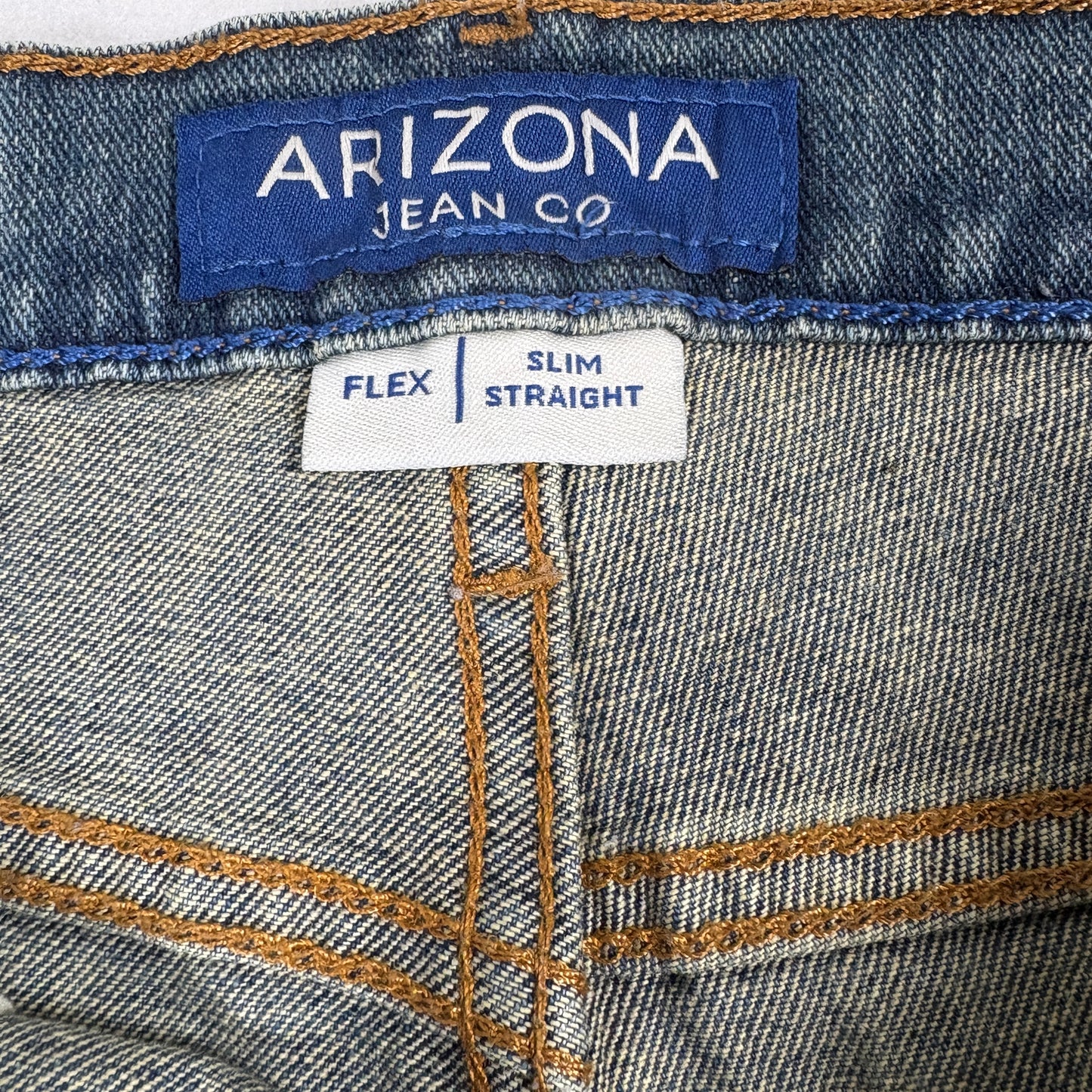 Arizona Jean Co Mens Slim Straight Jeans 33x32 Blue Denim Flex Stretch