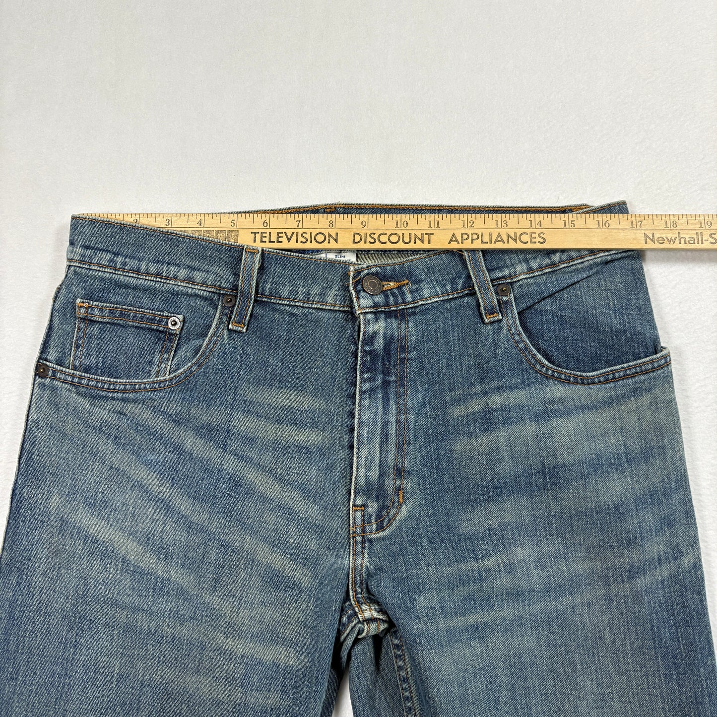Arizona Jean Co Mens Slim Straight Jeans 33x32 Blue Denim Flex Stretch
