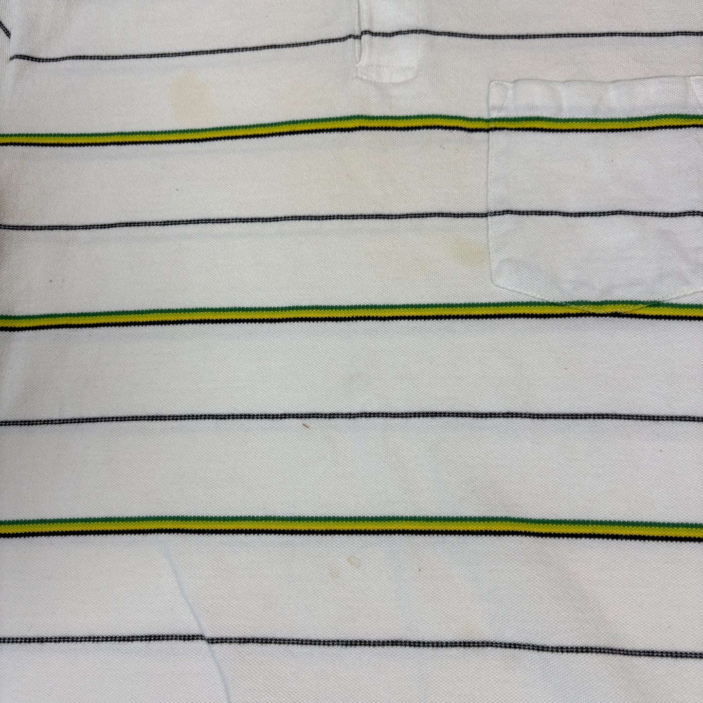 Old Navy Polo Shirt Men’s Medium White Striped Short Sleeve Pocket Regular Fit