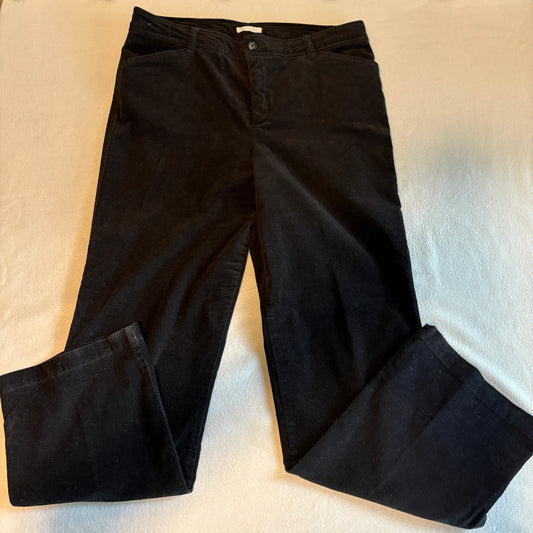 Charter Club Corduroy Pants Womens 12 Black Wide Leg Stretch Soft Casual 34x31