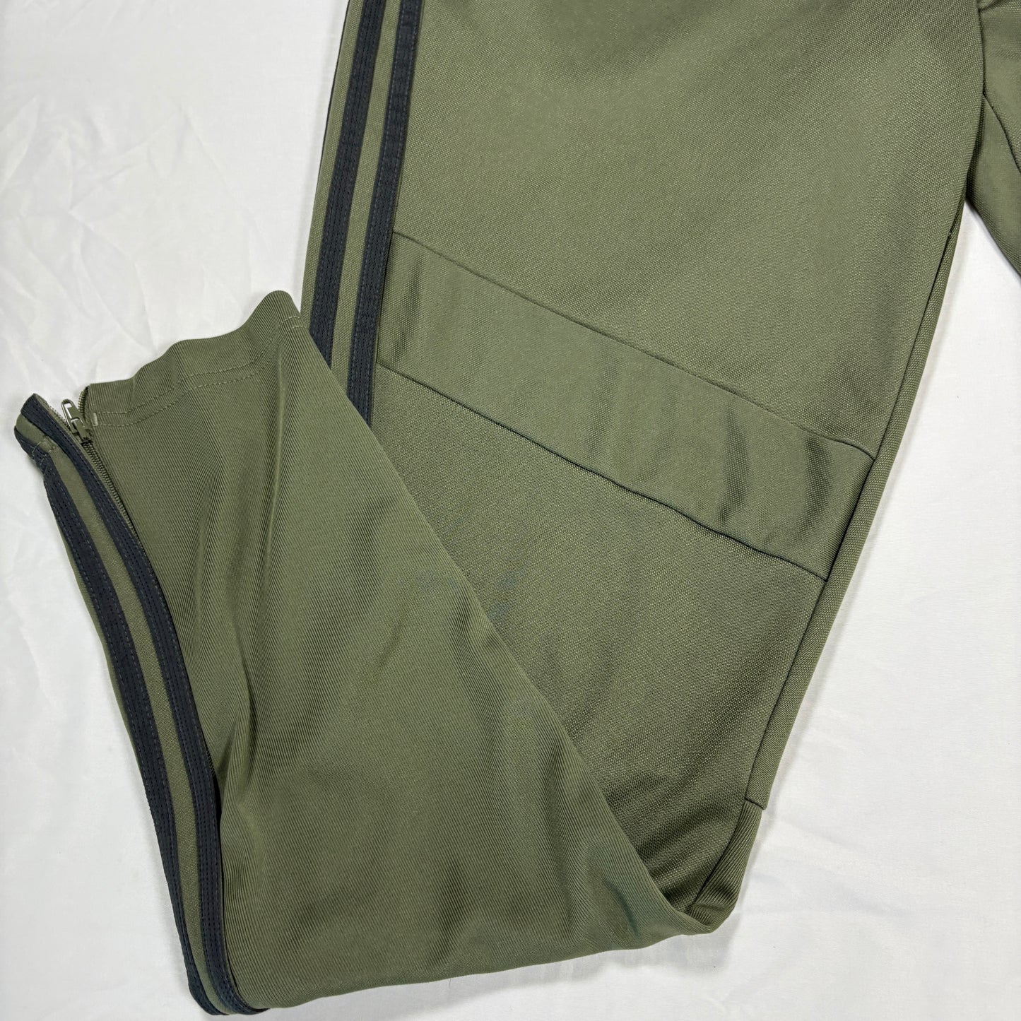 Adidas Men’s L Track Pants Green 3-Stripes Joggers Athletic Training Zip Cuffs