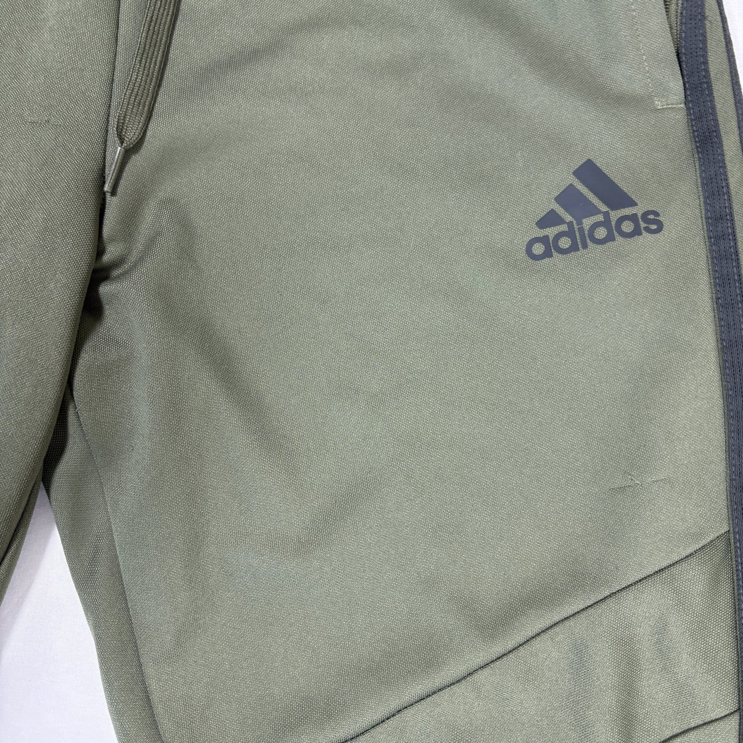 Adidas Men’s L Track Pants Green 3-Stripes Joggers Athletic Training Zip Cuffs