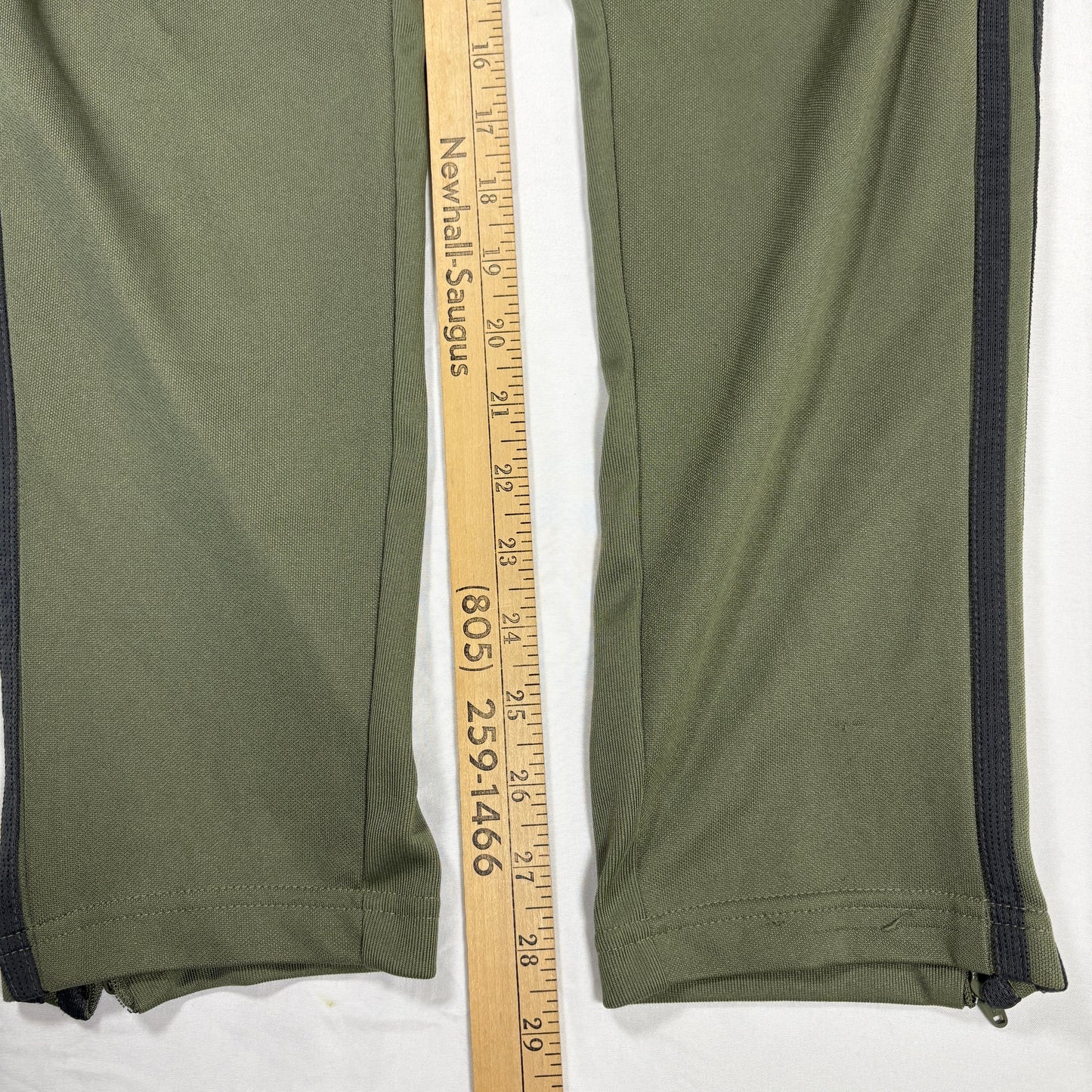 Adidas Men’s L Track Pants Green 3-Stripes Joggers Athletic Training Zip Cuffs