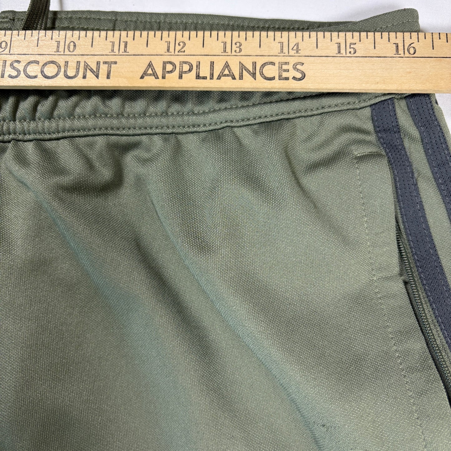 Adidas Men’s L Track Pants Green 3-Stripes Joggers Athletic Training Zip Cuffs