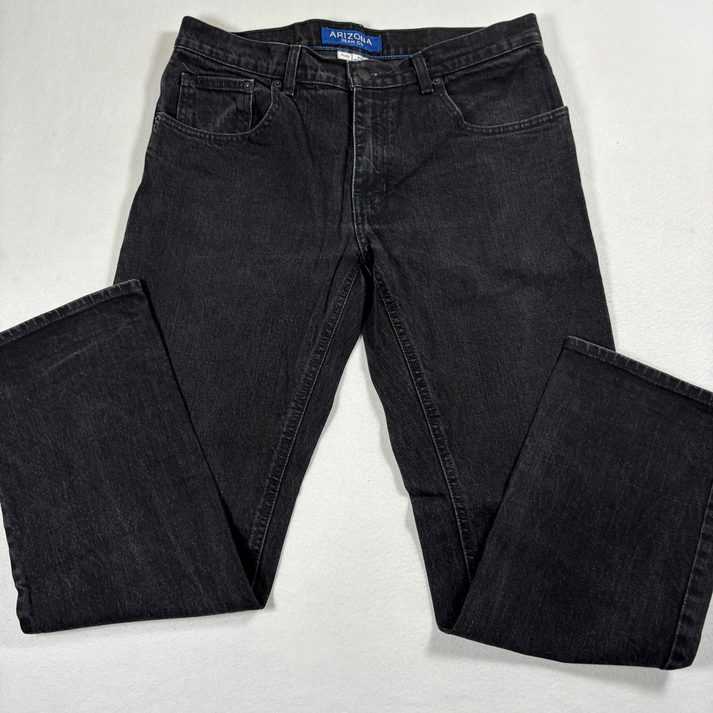 Arizona Mens Jeans 32x30 Black Slim Straight Flex Denim Y2K 90s Grunge