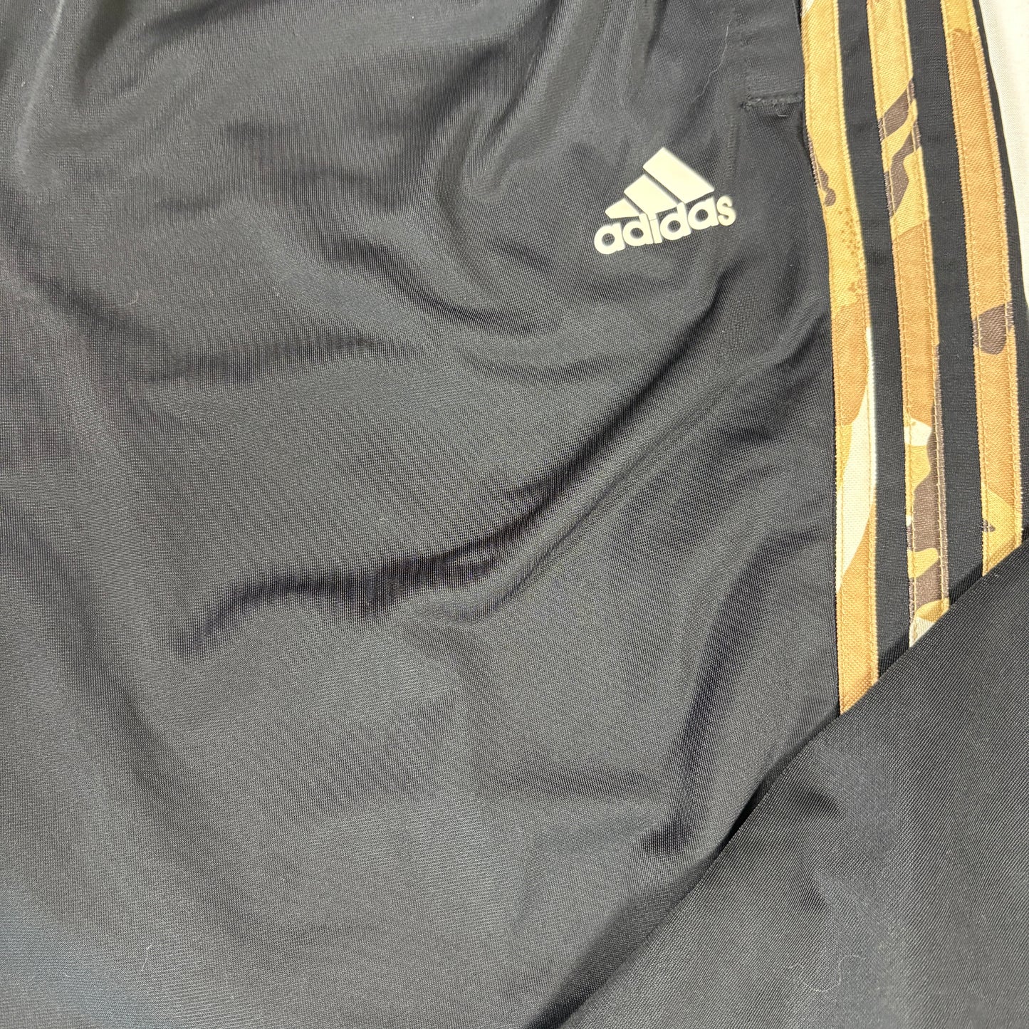 Adidas Men’s XL Track Pants Black Gold Camo 3-Stripes Joggers Primegreen