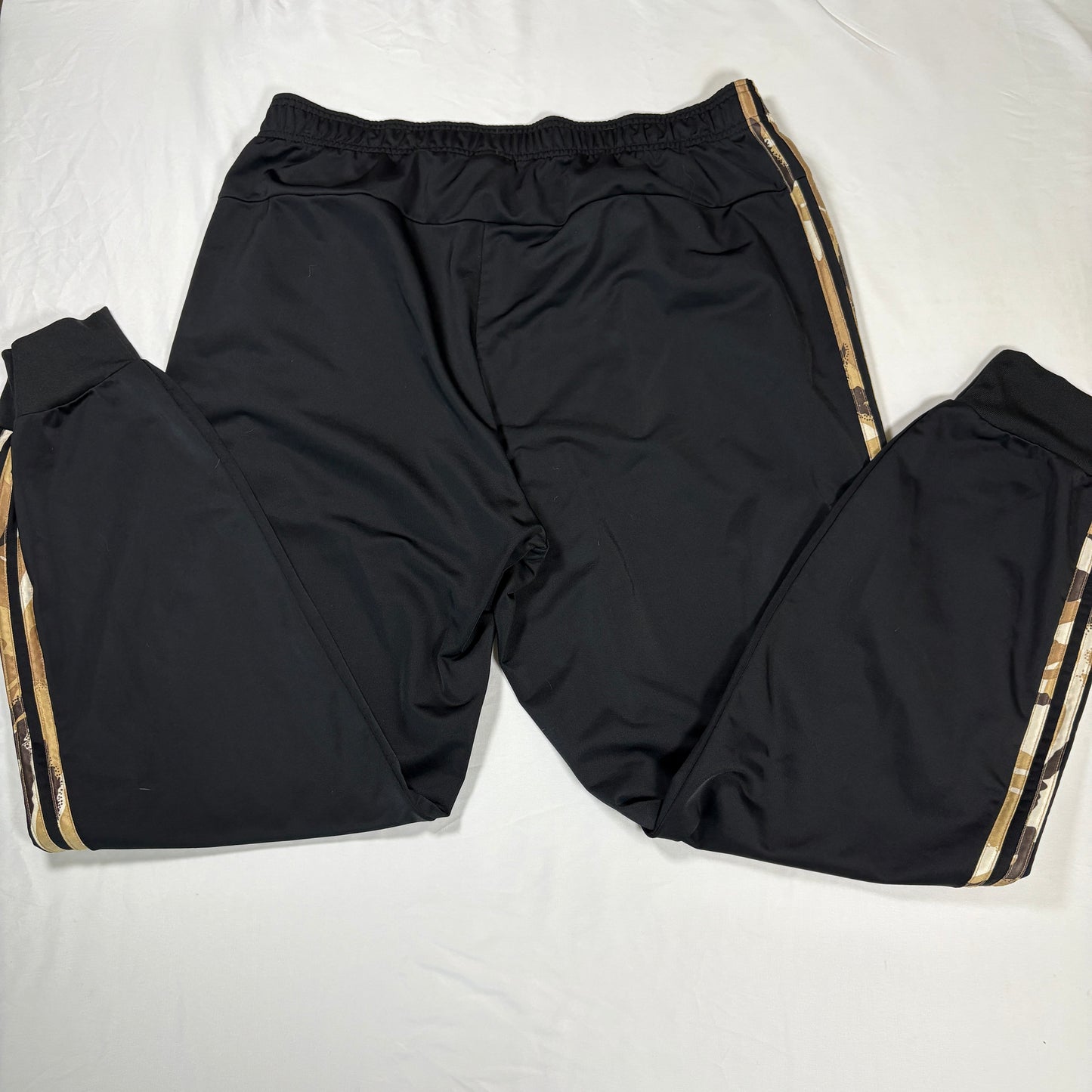 Adidas Men’s XL Track Pants Black Gold Camo 3-Stripes Joggers Primegreen