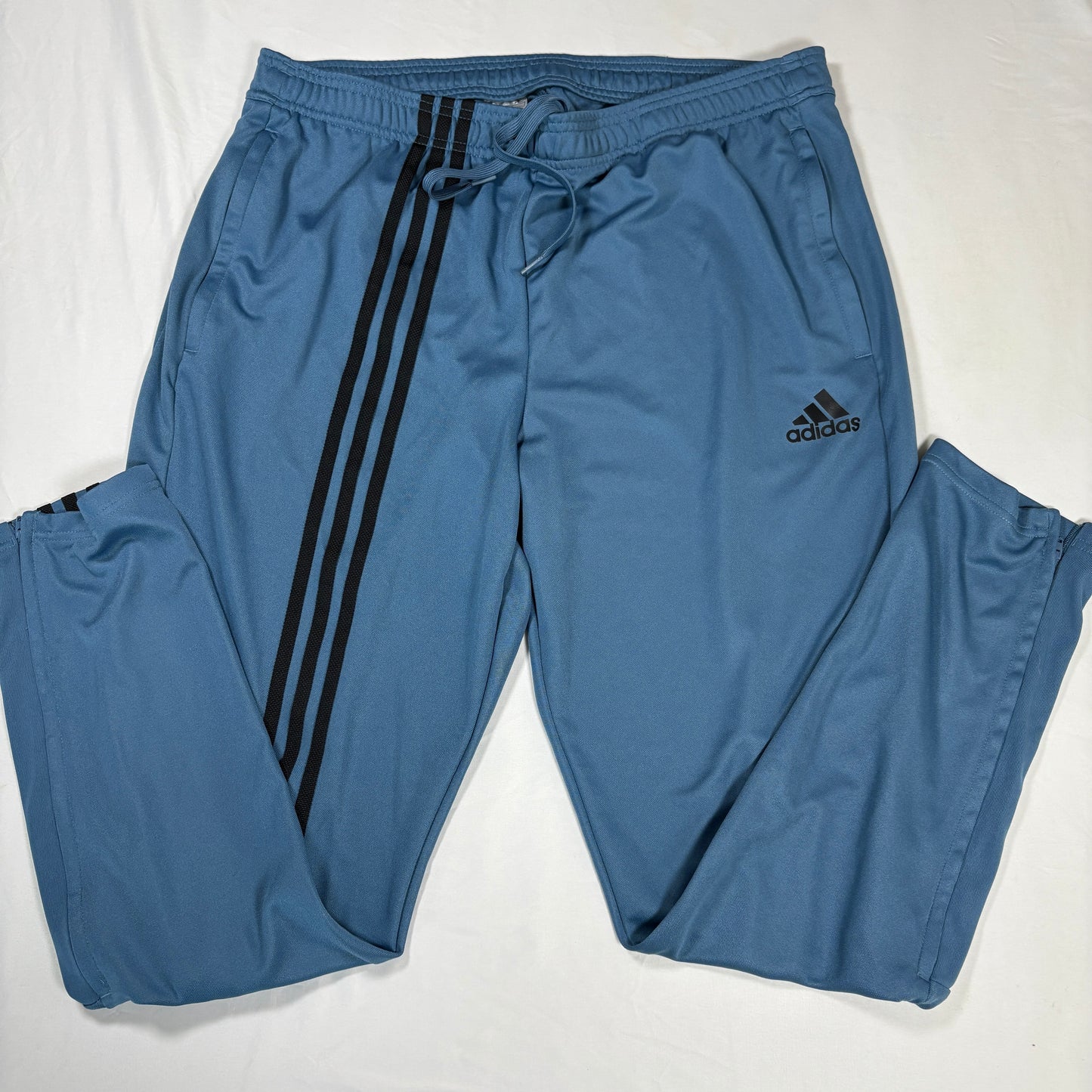 Adidas Men’s XL Track Pants Blue Black 3-Stripes Joggers Tapered Primegreen