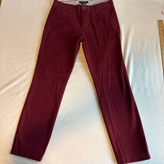 Tommy Hilfiger Slim Fit Chino Pants Mens 30x30 Fits Like 30x28 Burgundy Red
