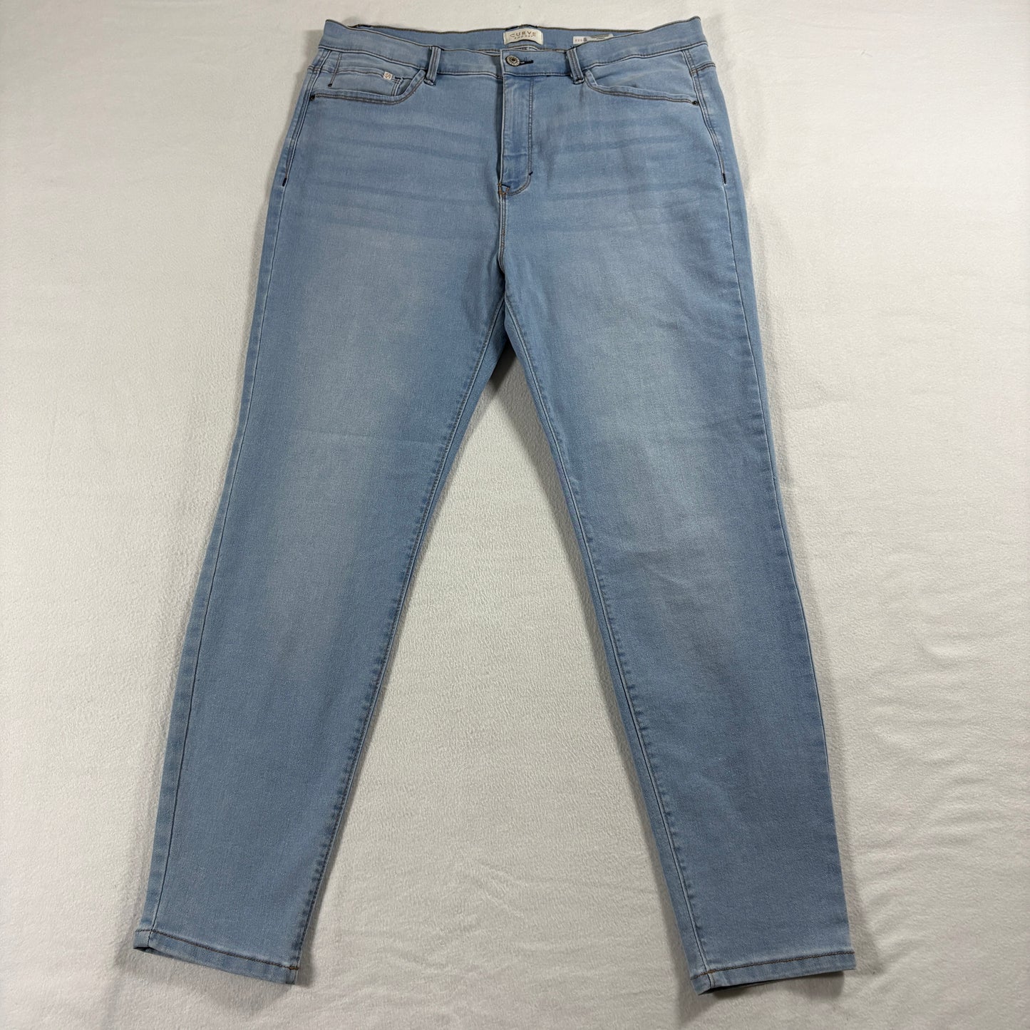 Curve Appeal Essential Skinny Jeans Womens 16x33 Light Wash Stretch Denim